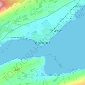 Invergordon topographic map, elevation, terrain