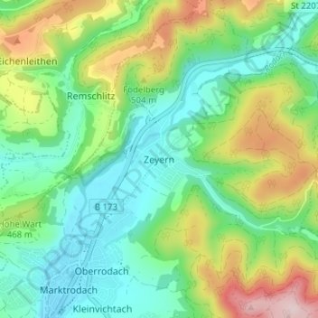 Zeyern topographic map, elevation, terrain