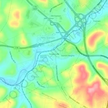 Paintersville topographic map, elevation, terrain