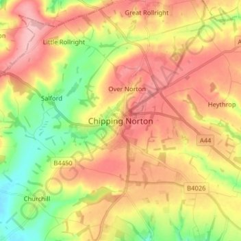 Chipping Norton topographic map, elevation, terrain