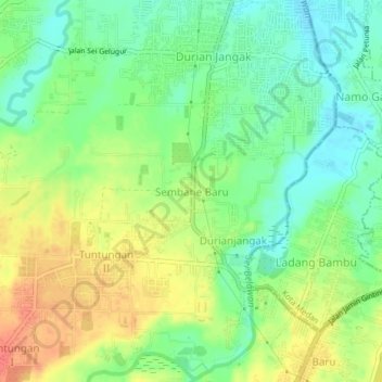 Sembahe Baru topographic map, elevation, terrain