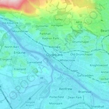Clydebank topographic map, elevation, terrain
