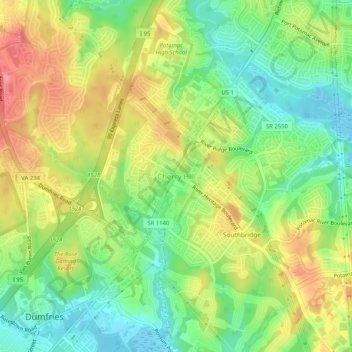 Cherry Hill topographic map, elevation, terrain