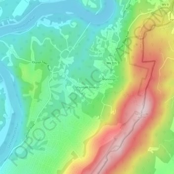 Mountain Mission topographic map, elevation, terrain