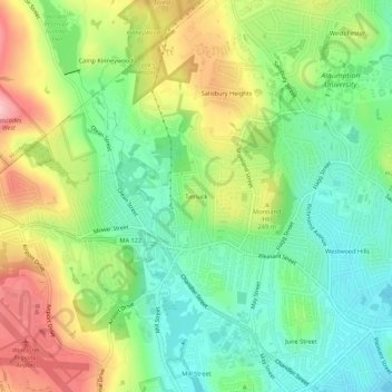 Tatnuck topographic map, elevation, terrain