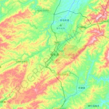 Liping topographic map, elevation, terrain