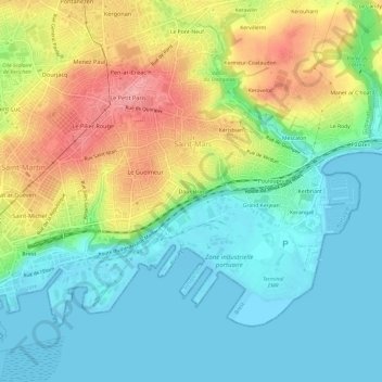 Dour Bras topographic map, elevation, terrain