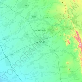 Abu `Arish topographic map, elevation, terrain
