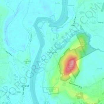 North Hadley topographic map, elevation, terrain