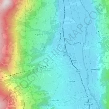 Fügen topographic map, elevation, terrain