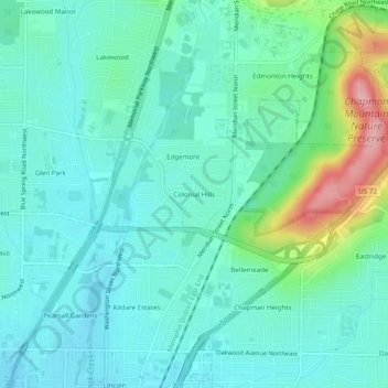 Colonial Hills topographic map, elevation, terrain