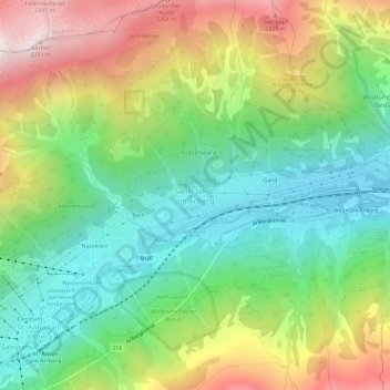 Sankt Jakob am Arlberg topographic map, elevation, terrain
