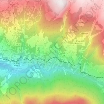 Peist topographic map, elevation, terrain