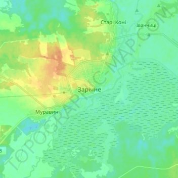 Zarichne topographic map, elevation, terrain
