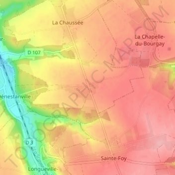 Le Bois Hulin topographic map, elevation, terrain