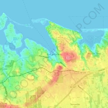 Port Jefferson topographic map, elevation, terrain