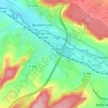 Fontaine topographic map, elevation, terrain