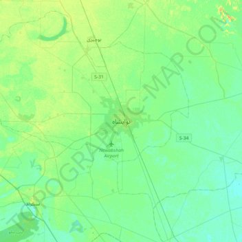 Nawabshah topographic map, elevation, terrain