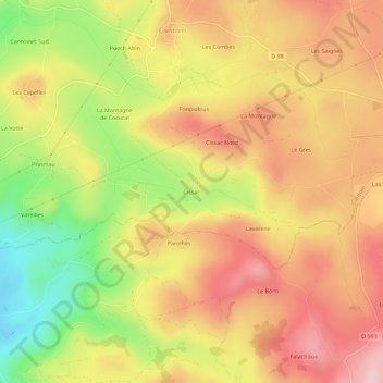 Cissac topographic map, elevation, terrain