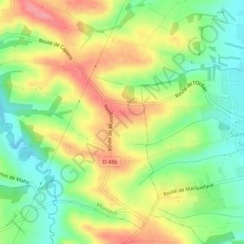 Montmaure topographic map, elevation, terrain