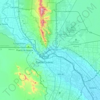 El Paso topographic map, elevation, terrain
