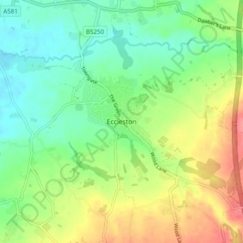 Eccleston topographic map, elevation, terrain