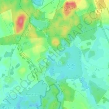 Garden topographic map, elevation, terrain