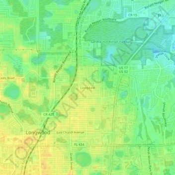 Longdale topographic map, elevation, terrain