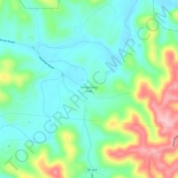 Temperance Hall topographic map, elevation, terrain
