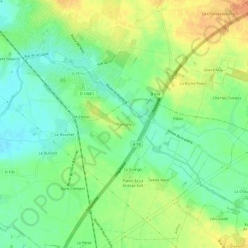 Martigny topographic map, elevation, terrain