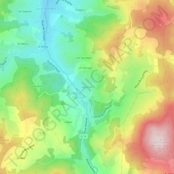Les Friats topographic map, elevation, terrain