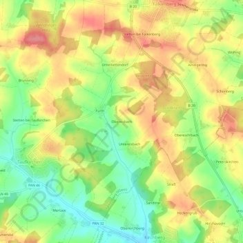 Obereisbach topographic map, elevation, terrain