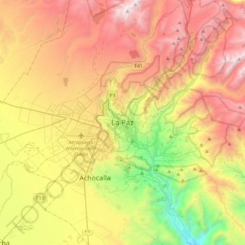La Paz topographic map, elevation, terrain