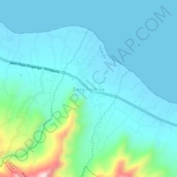 Desa Tejakula topographic map, elevation, terrain