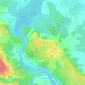 La Garnerie topographic map, elevation, terrain
