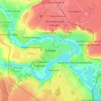 Troitsk topographic map, elevation, terrain