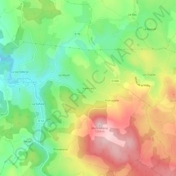 Varennes topographic map, elevation, terrain