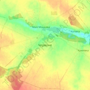 Chervone topographic map, elevation, terrain