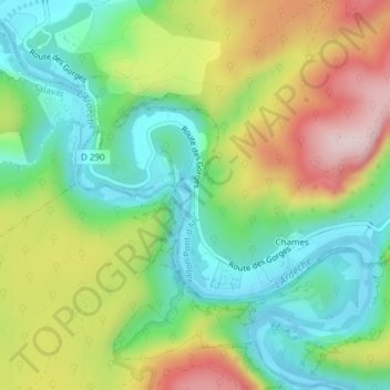 Le Pont d'Arc topographic map, elevation, terrain