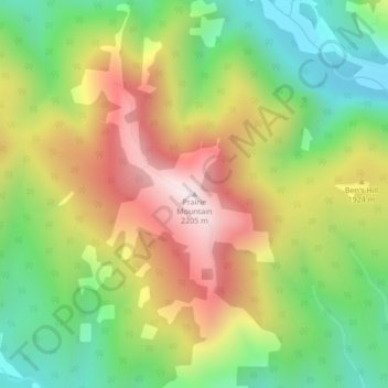Prairie Mountain topographic map, elevation, terrain