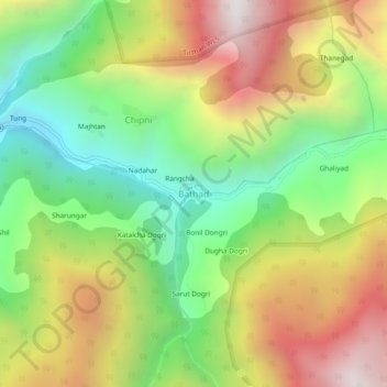 Bathad topographic map, elevation, terrain