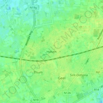 Holven topographic map, elevation, terrain