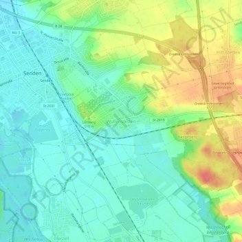 Wullenstetten topographic map, elevation, terrain