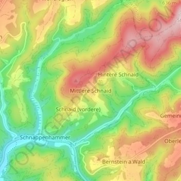 Mittlere Schnaid topographic map, elevation, terrain