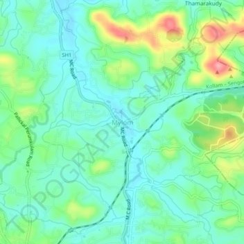 Mylom topographic map, elevation, terrain