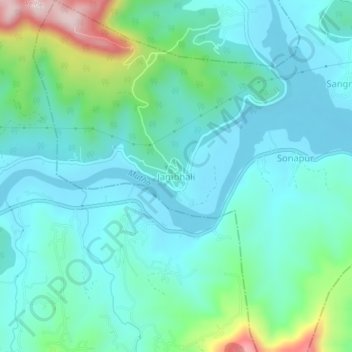 Jambhali topographic map, elevation, terrain