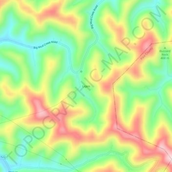 Ligon topographic map, elevation, terrain