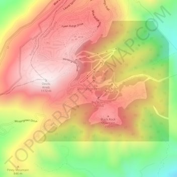 Wintergreen topographic map, elevation, terrain