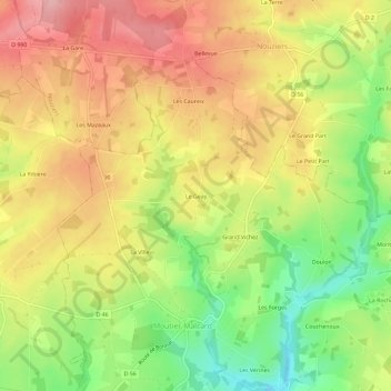 Le Geay topographic map, elevation, terrain