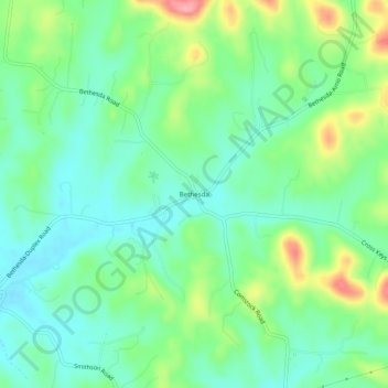 Bethesda topographic map, elevation, terrain